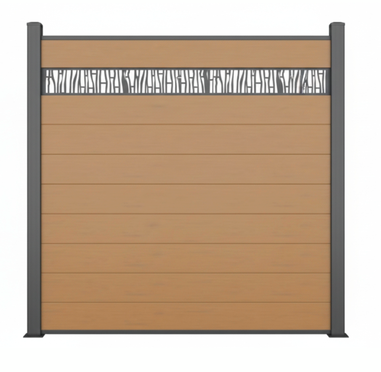 WPC decorative panel fencing with modern pattern design