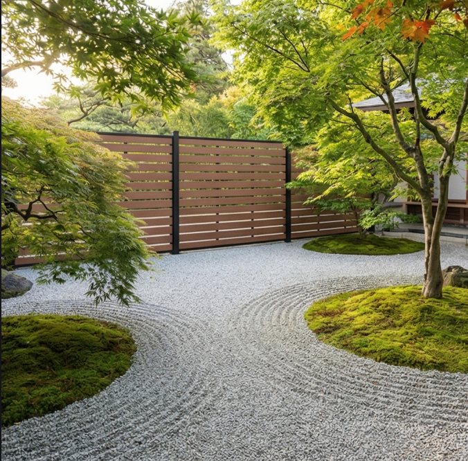 Walnut WPC open trellis fencing front yard USA, composite fence panels define boundary without blocking street view