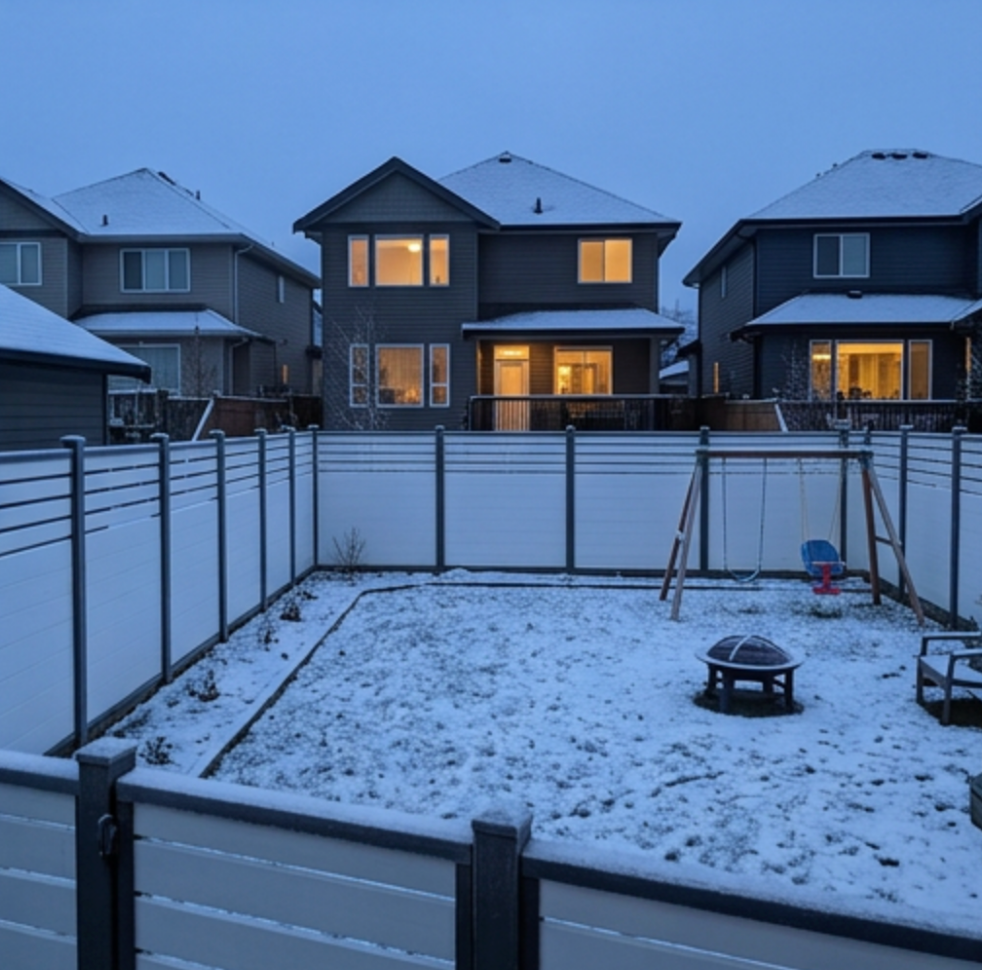 White WPC half trellis fence panels Canada, co-extrusion composite fencing freeze-thaw resistant minus 40 degrees rated