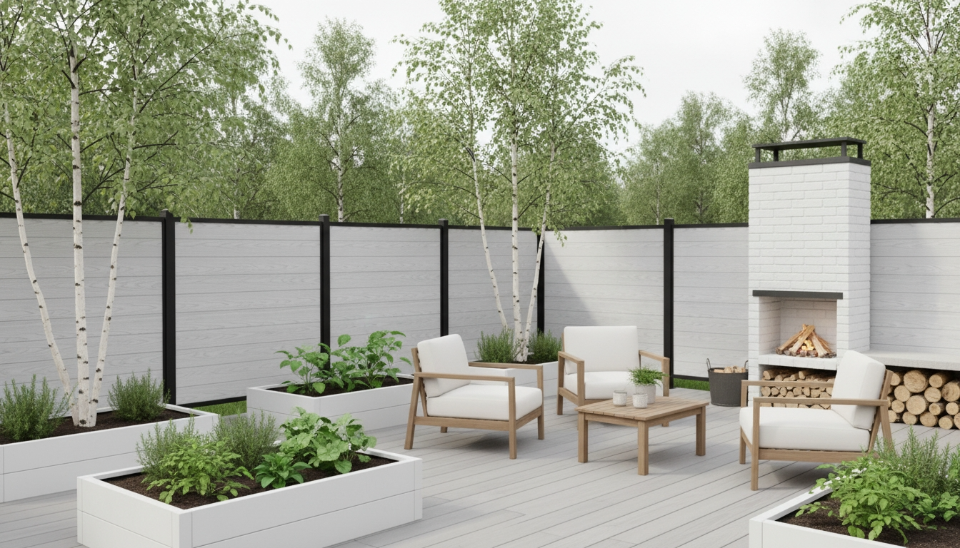 White composite fence panels 1800x1800mm, WPC privacy fencing wholesale supplier China