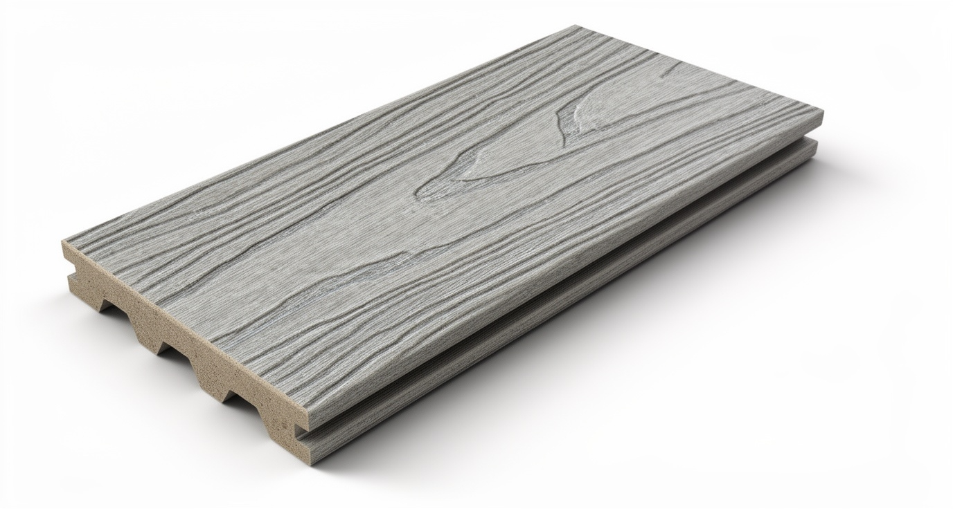 classic WPC composite decking board grey straight grain hollow outdoor flooring low maintenance wholesale