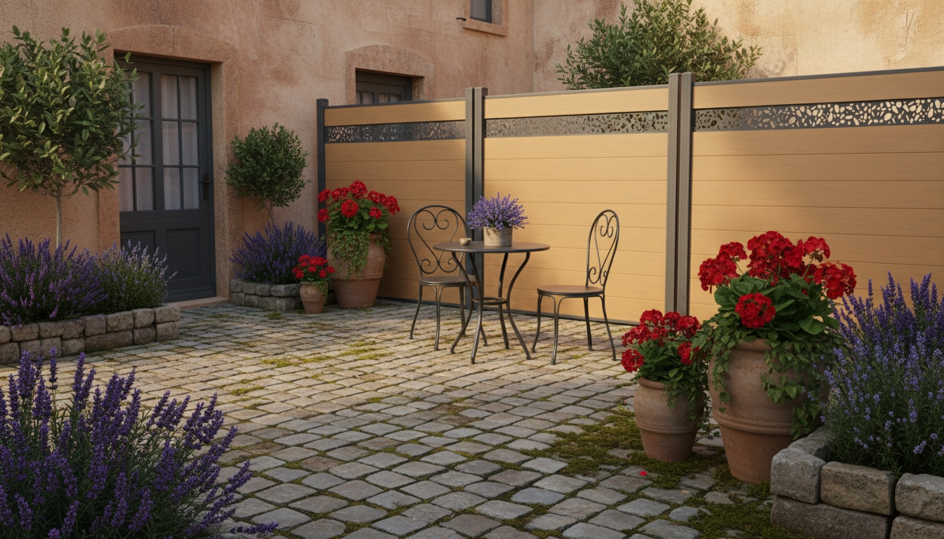 WPC decorative panel fencing rooftop terrace, composite carved fence urban garden boundary architectural screen